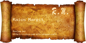 Raics Margit névjegykártya